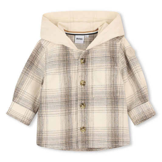 Baby Hoodied Checkered Overshirt J53479 - Ivory