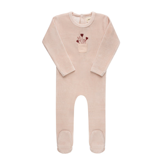 Stripe Footie - Ivory Pink