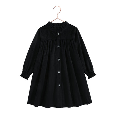 Isla Short Velvet Ribbed Dress - Black