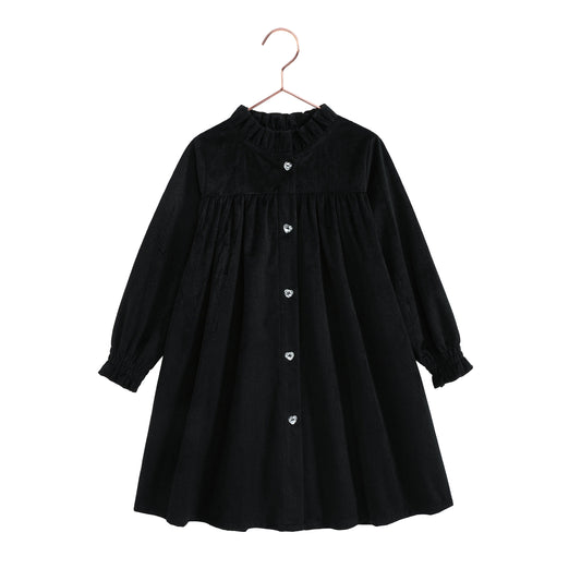 Isla Short Velvet Ribbed Dress - Black