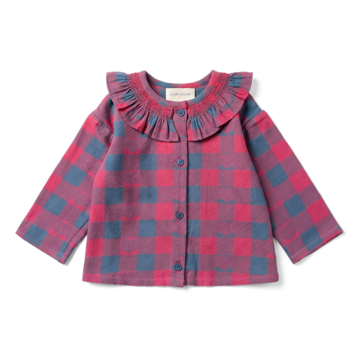 Nola Twill Check Heart Tunic - Navy/Burgundy