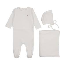 Velour Embroidered 3pc Set - White
