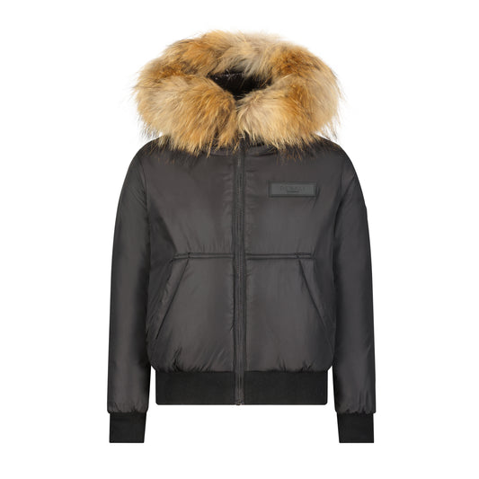 Bomber with Kangaroo Pocket - Black