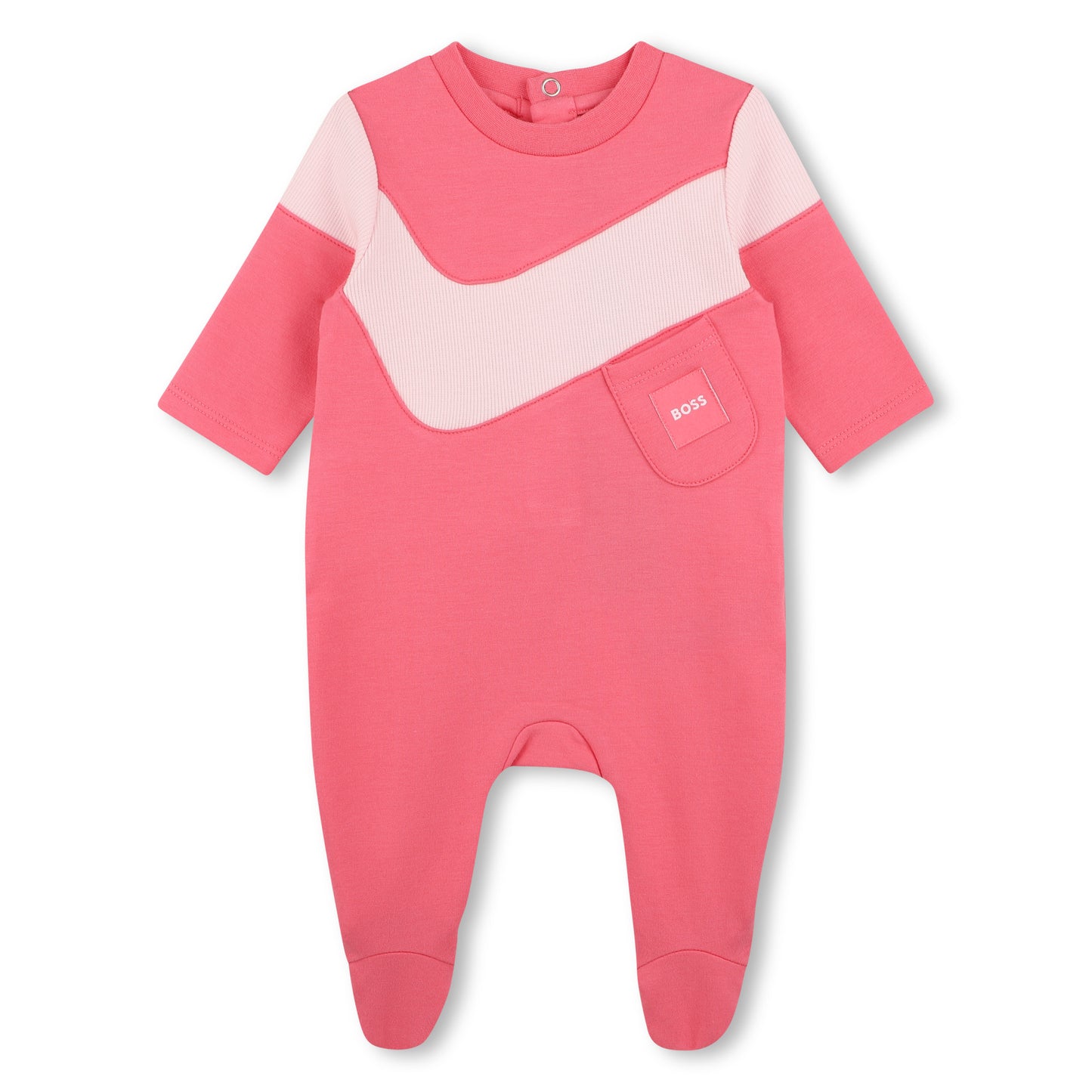 Girls Colorblock Footie W. Faux Pockets J53325 - Bubble Gum