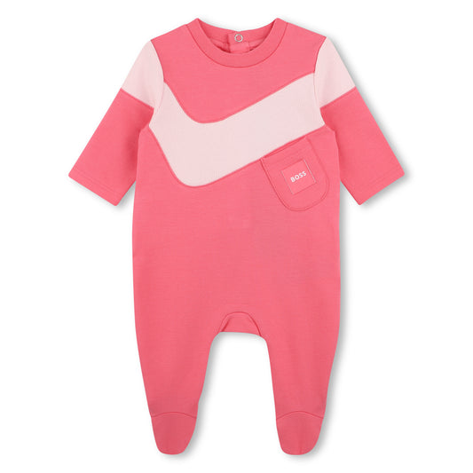 Girls Colorblock Footie W. Faux Pockets J53325 - Bubble Gum