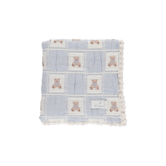 Teddy Blanket - Blue Teddy Patchwork