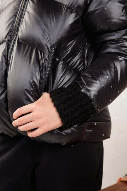 Knit Hood Puffer — Black