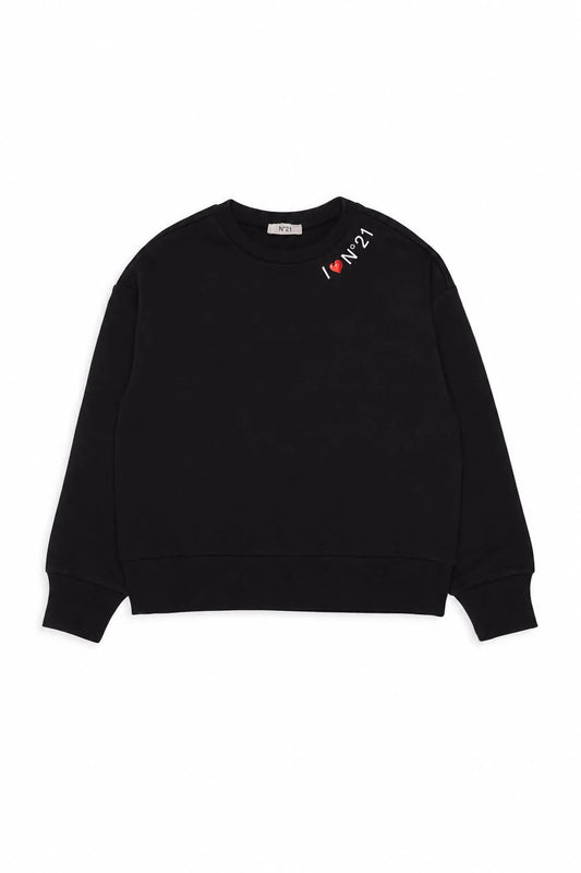 Sweatshirt With Heart N21 Around Collar - Black