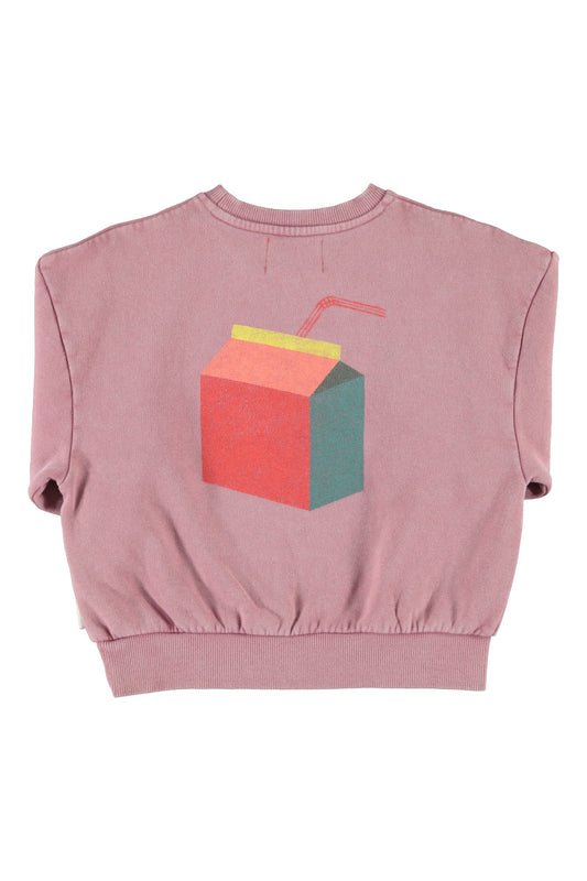 Oversized Sweatshirt (FLP2607) - Pink W/ Lunch Break Print