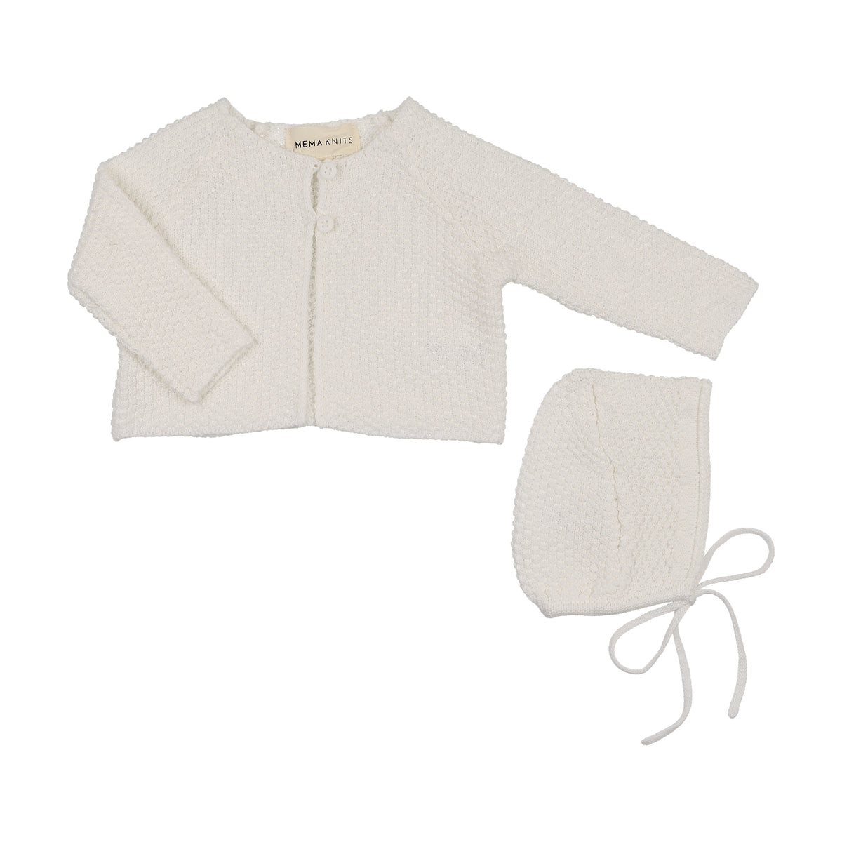 Waffle Ruffle 2pc Set W/ Bonnet - Ivory
