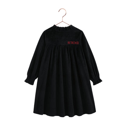 Isla Short Velvet Ribbed Dress - Black