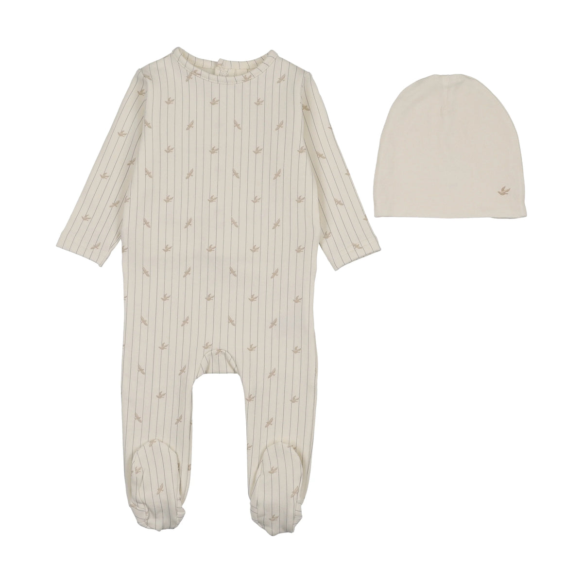 Stripe Print Footie Set - Cream/Oat