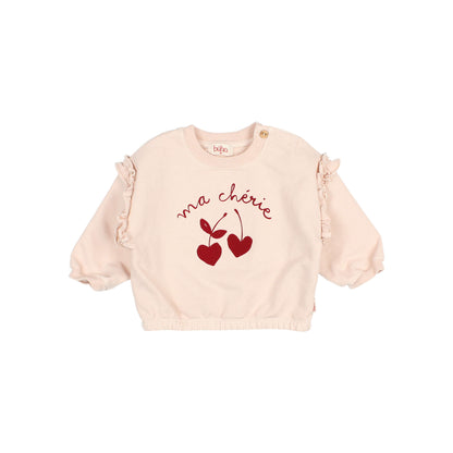 Baby Cherry Sweatshirt - Cream Pink