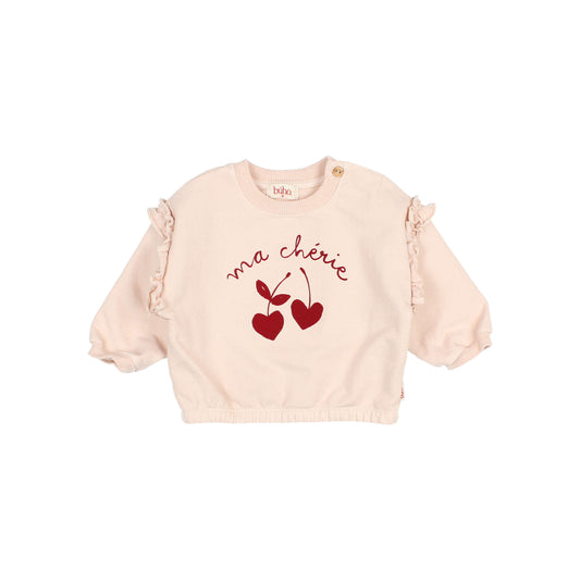 Baby Cherry Sweatshirt - Cream Pink