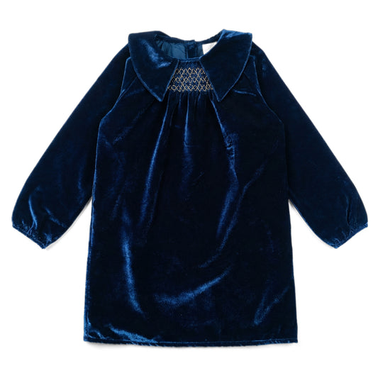 Aveline Long Velvet Dress - Navy