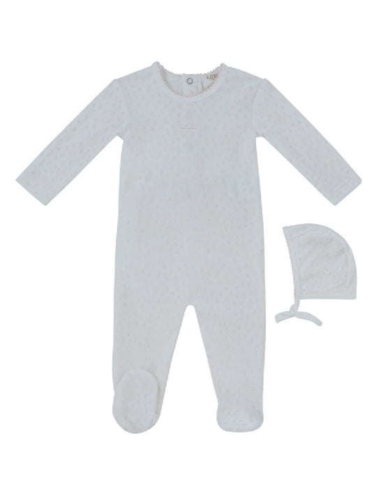 Whispering Blooms Footie & Hat Set - Rose