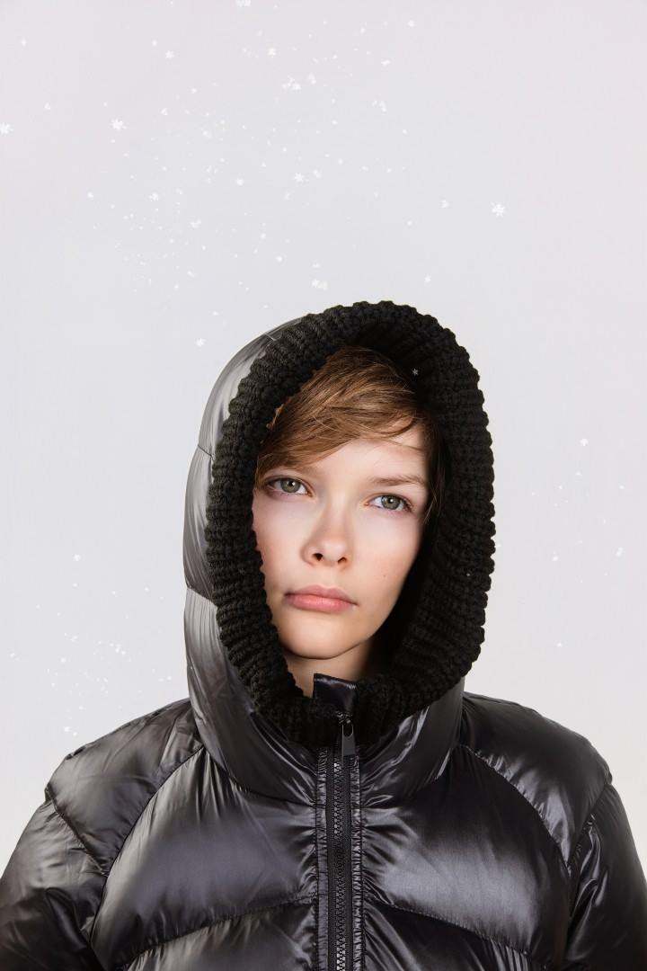 Knit Hood Puffer — Black