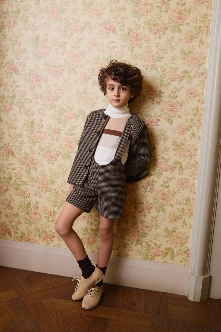 Pants With Suspender - Brown Houndstooth