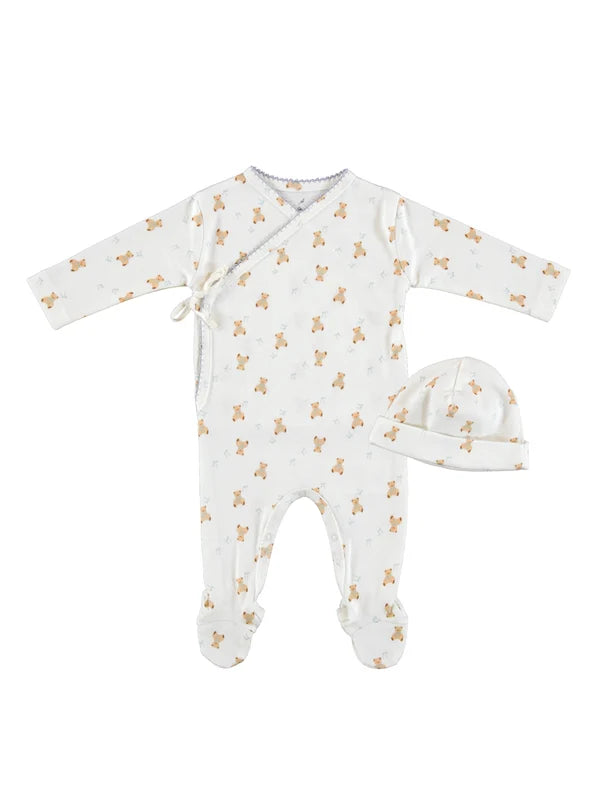 Teddy Wrap Overall And Bonnet - Teddy Blue