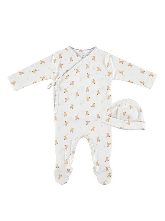 Teddy Wrap Overall And Bonnet - Teddy Blue