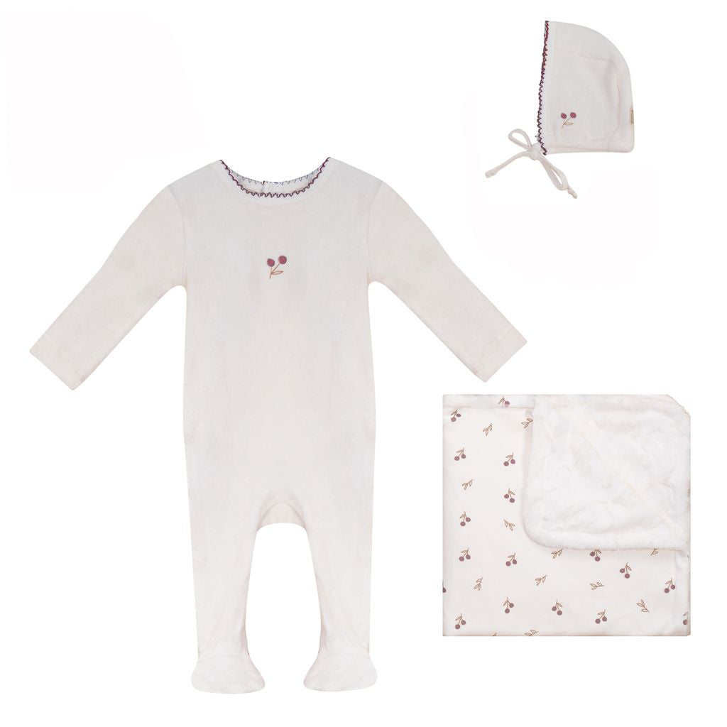 Bud Velour, Footie,  Bonnet, Blanket - White Girl