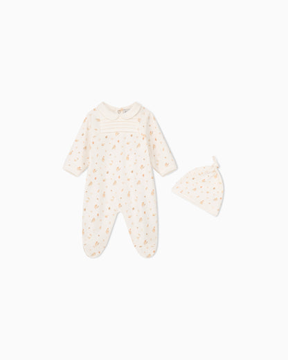Newborn Bird Footie And Hat EY000219- White