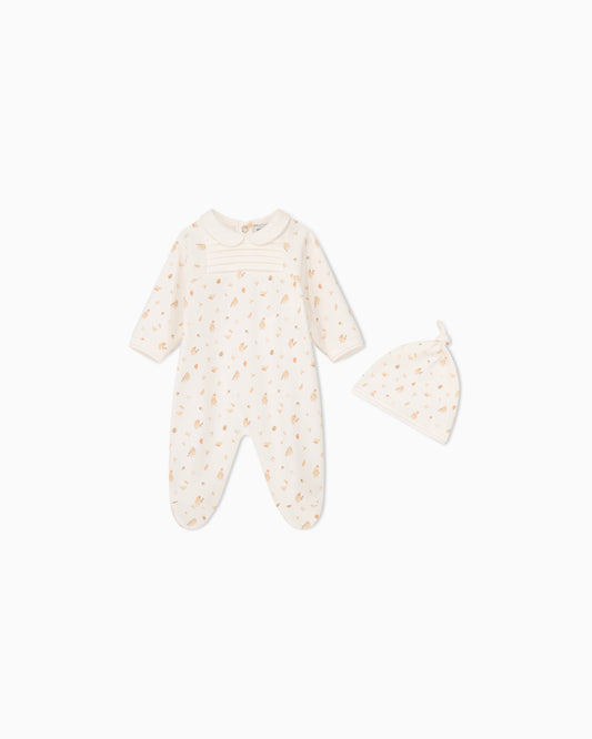 Newborn Bird Footie And Hat EY000219- White