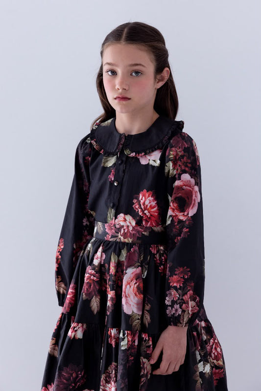 Poplin Blouse - Black Floral