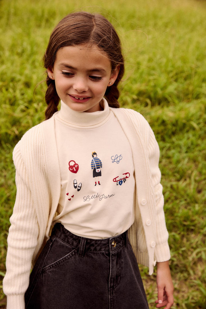 Printed Turtle Neck - Ivory