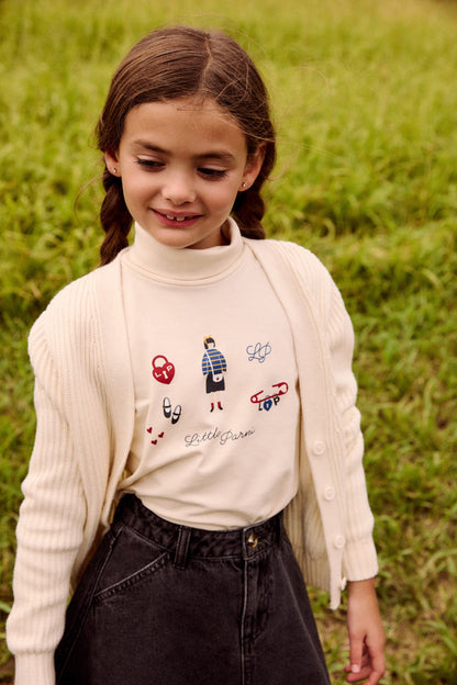 Printed Turtle Neck - Ivory