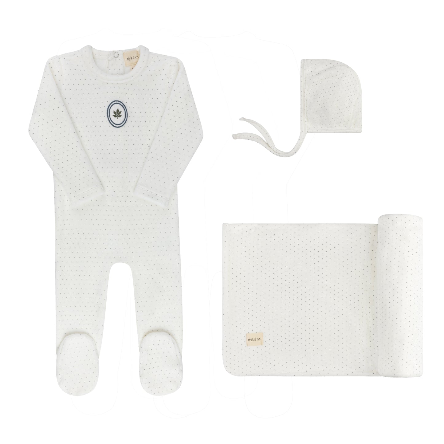 Embroidered Floral Dot Take Me Home Set - Ivory Pink