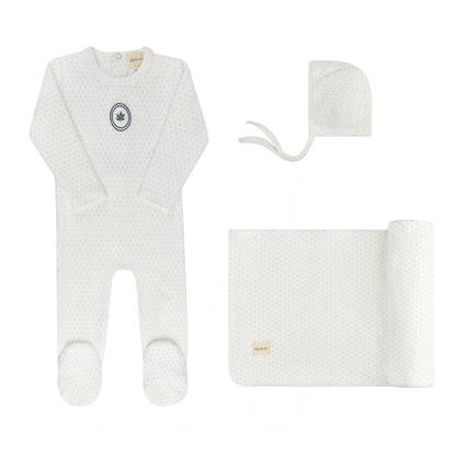 Embroidered Floral Dot Take Me Home Set - Ivory Pink