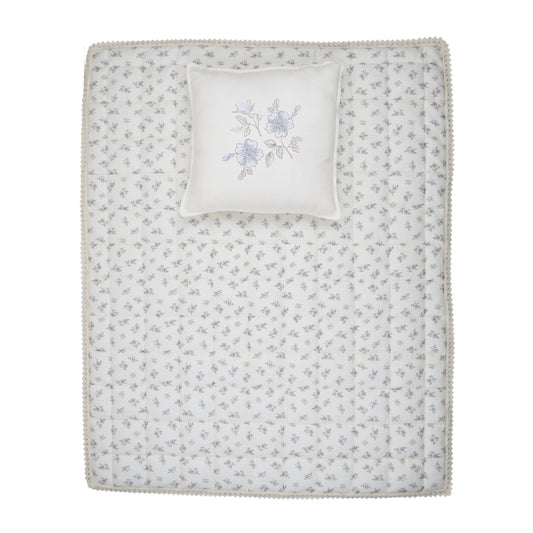 Blossom Quilted Blanket / Crochet Trim + Square Pillow