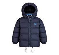 Winter Puffer Coat Drawstring piped detail - Navy
