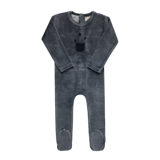 Stripe Footie - Blue