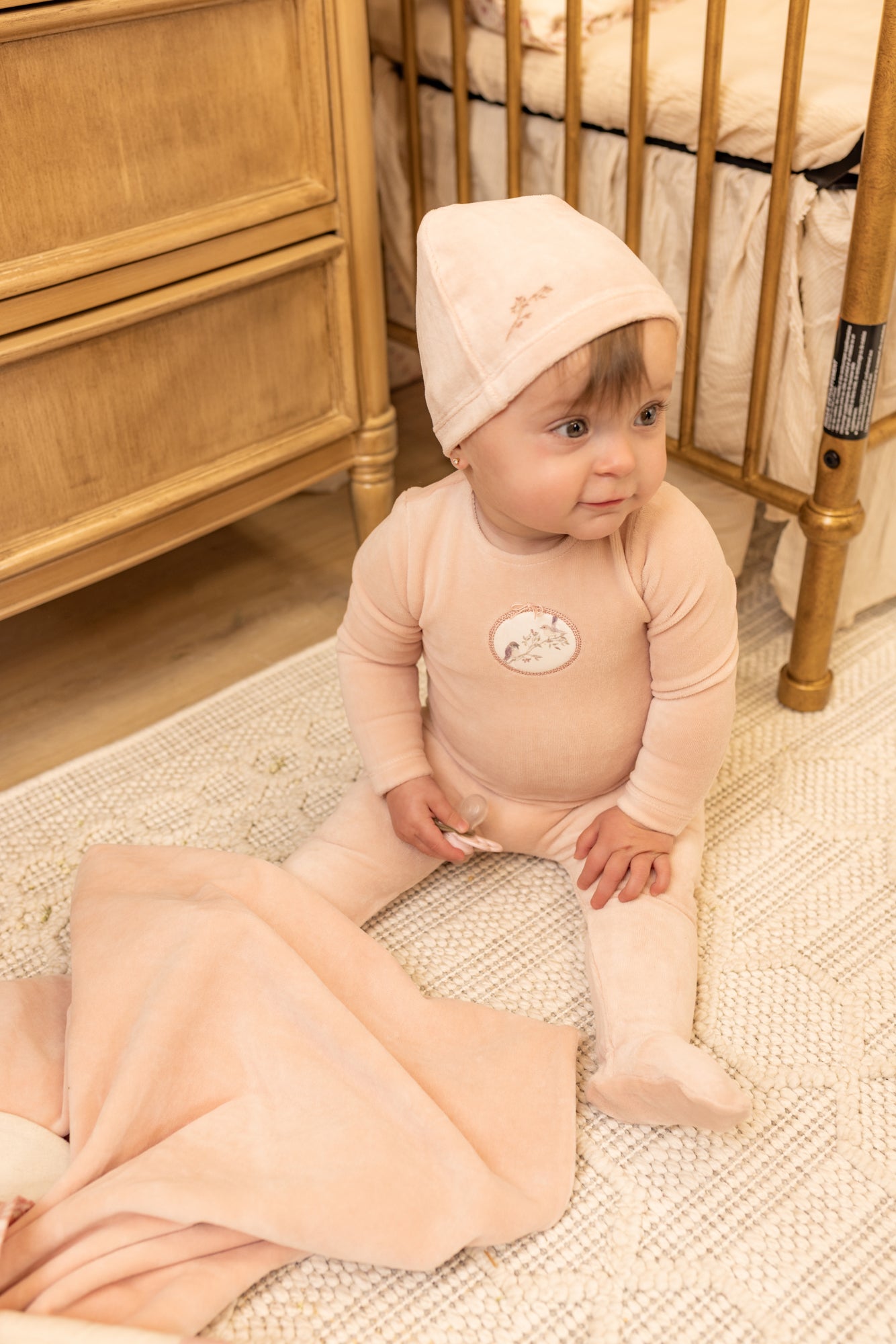 Birdie Branch Velour 3pc Set - Dusty Pink