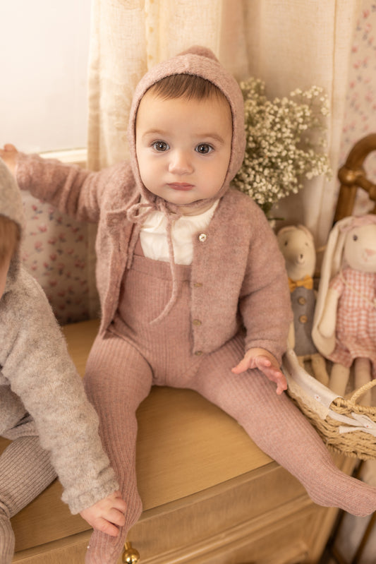 Textured Wool Ensemble-Old Rose