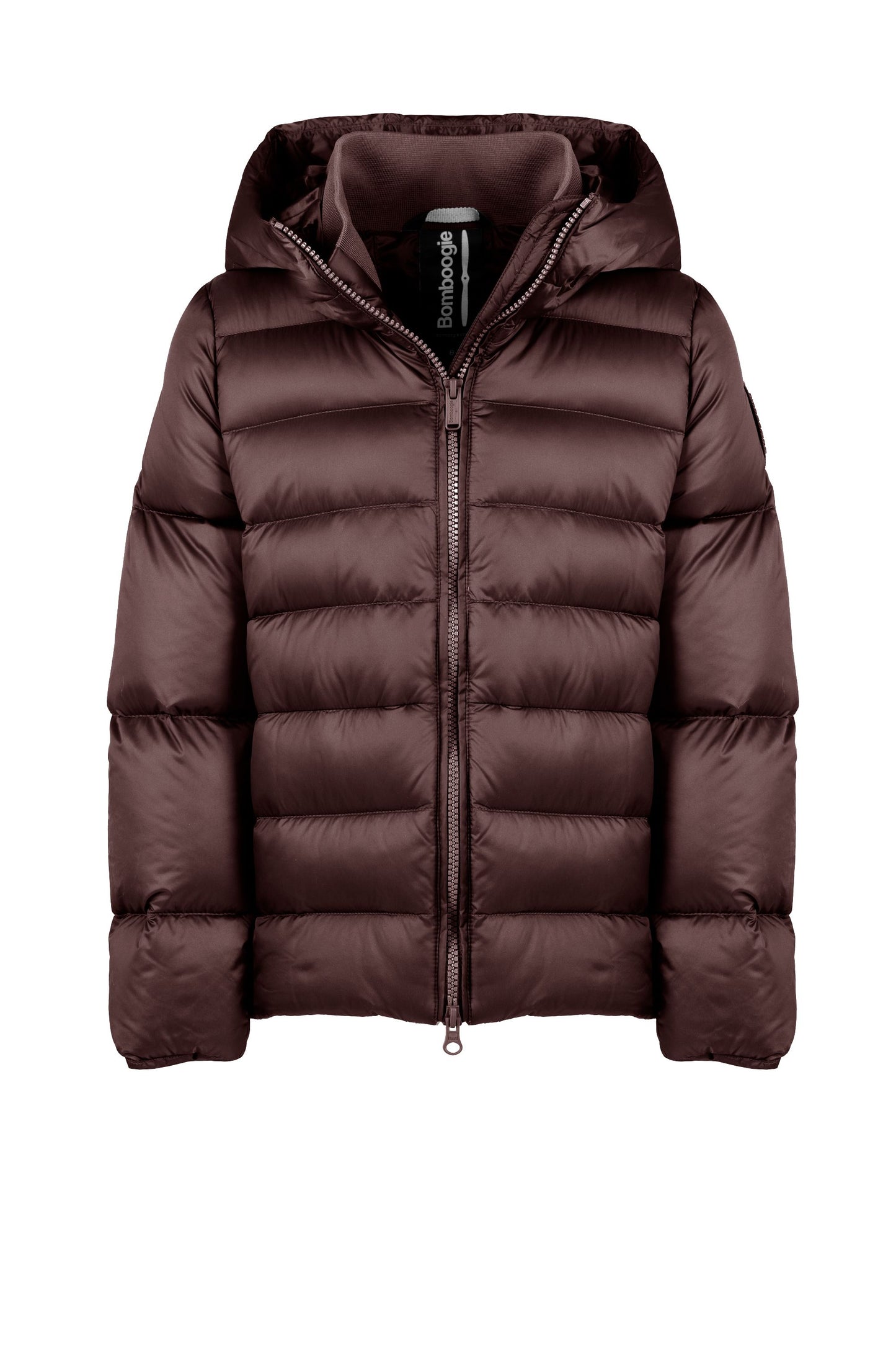 Hooded Girls Down Jacket - Berry Chocolate