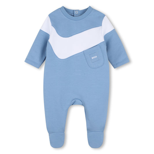 Boys Colorblock Footie W. Faux Pockets J53603 - Blue