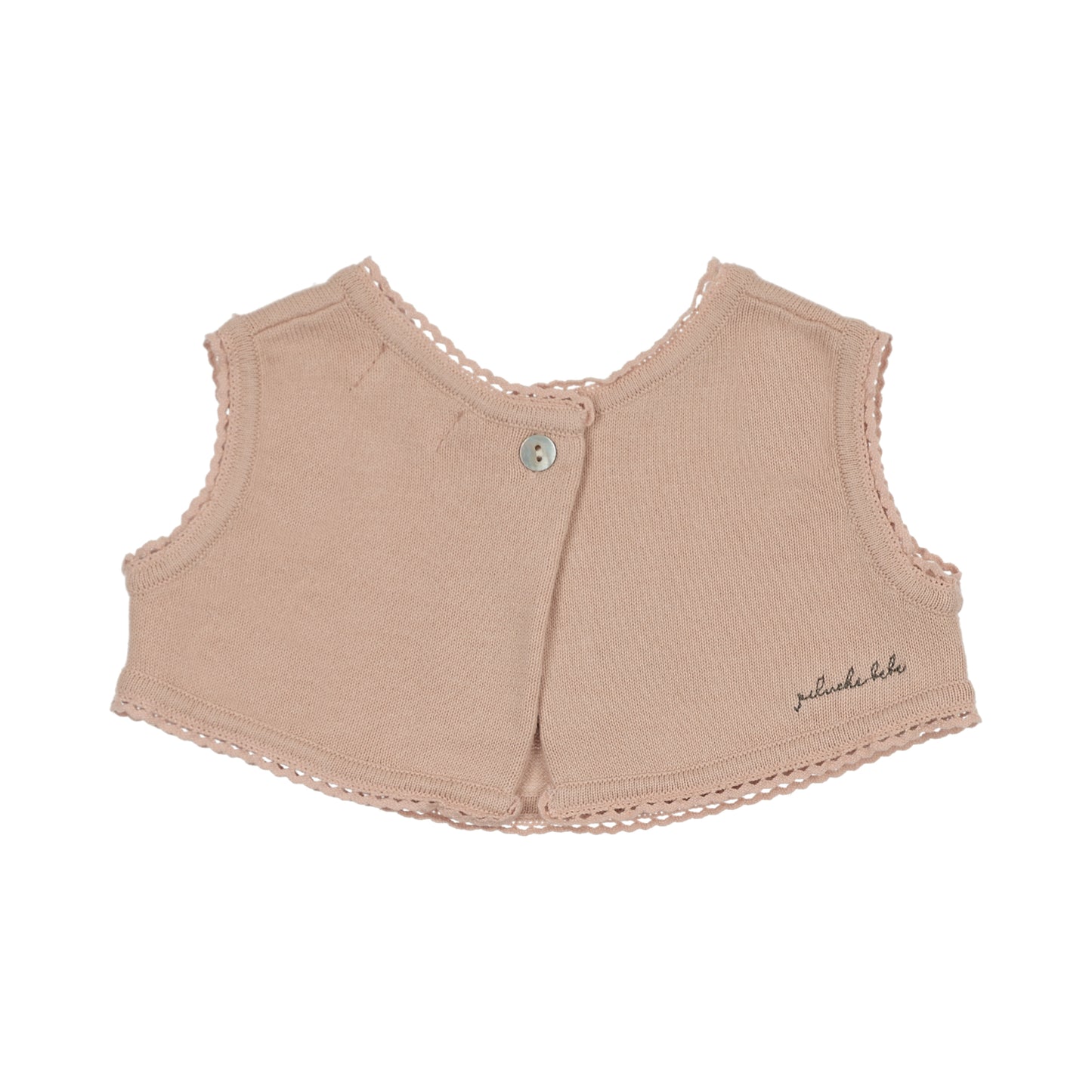 Cross Stitch Knit Overlay Bib - Rose