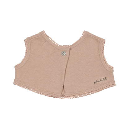 Cross Stitch Knit Overlay Bib - Rose