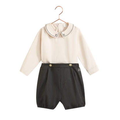 Arthur Boy Button Up Set - Gray/Cream