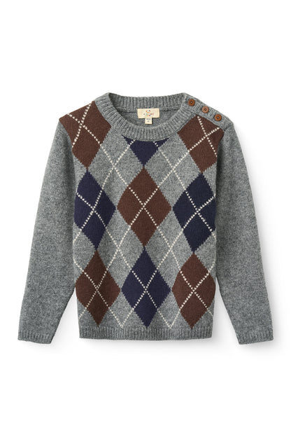 Argyle Knitted Pull Over - Grey