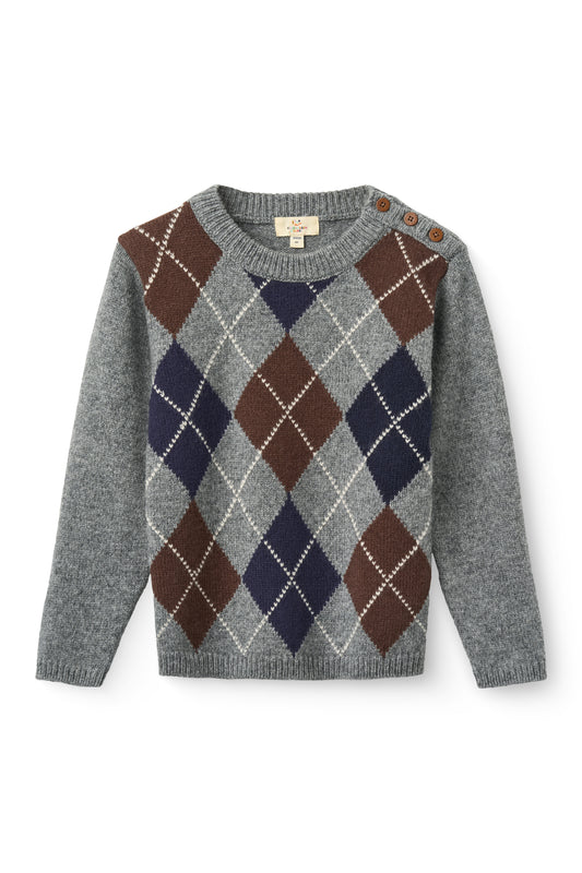 Argyle Knitted Pull Over - Grey