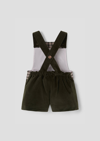 Velvet Contrasting Dungaress 9.2 - Moss Green