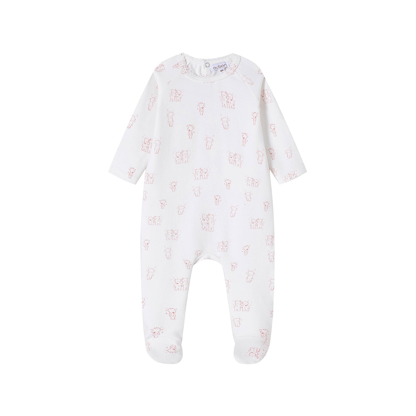 Teddy All Over Print Footie/Hat - Pink