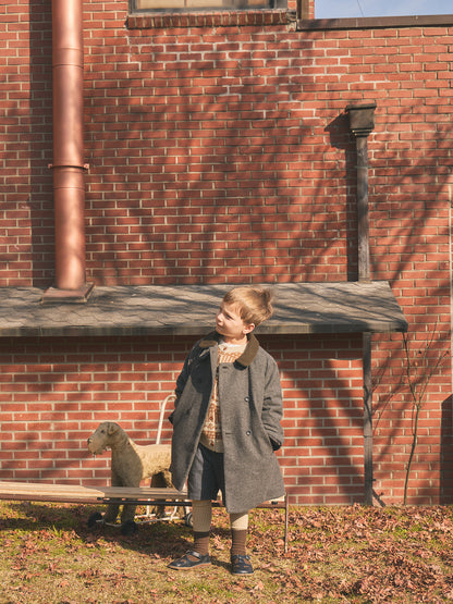 High Neck Wool Coat - Charcoal