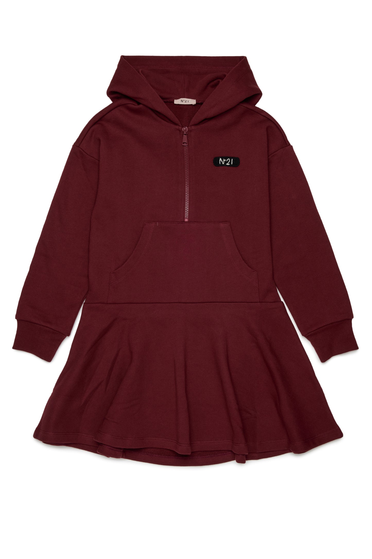 Hooded Half Zip sweater Dress - Maroon