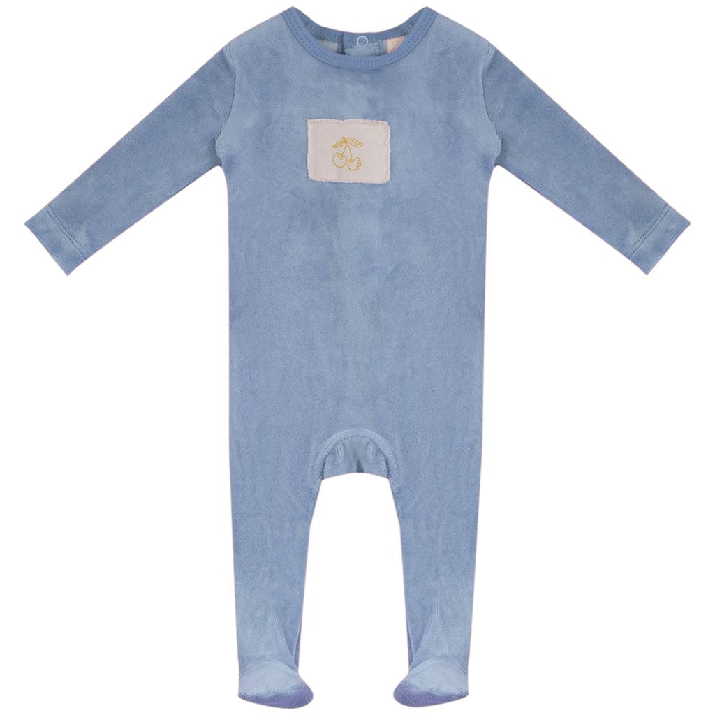 Velour Horse Footie - Blue