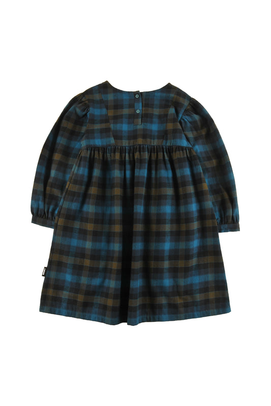 Hut Puff Sleeve Tulip Pocket Dress - Check